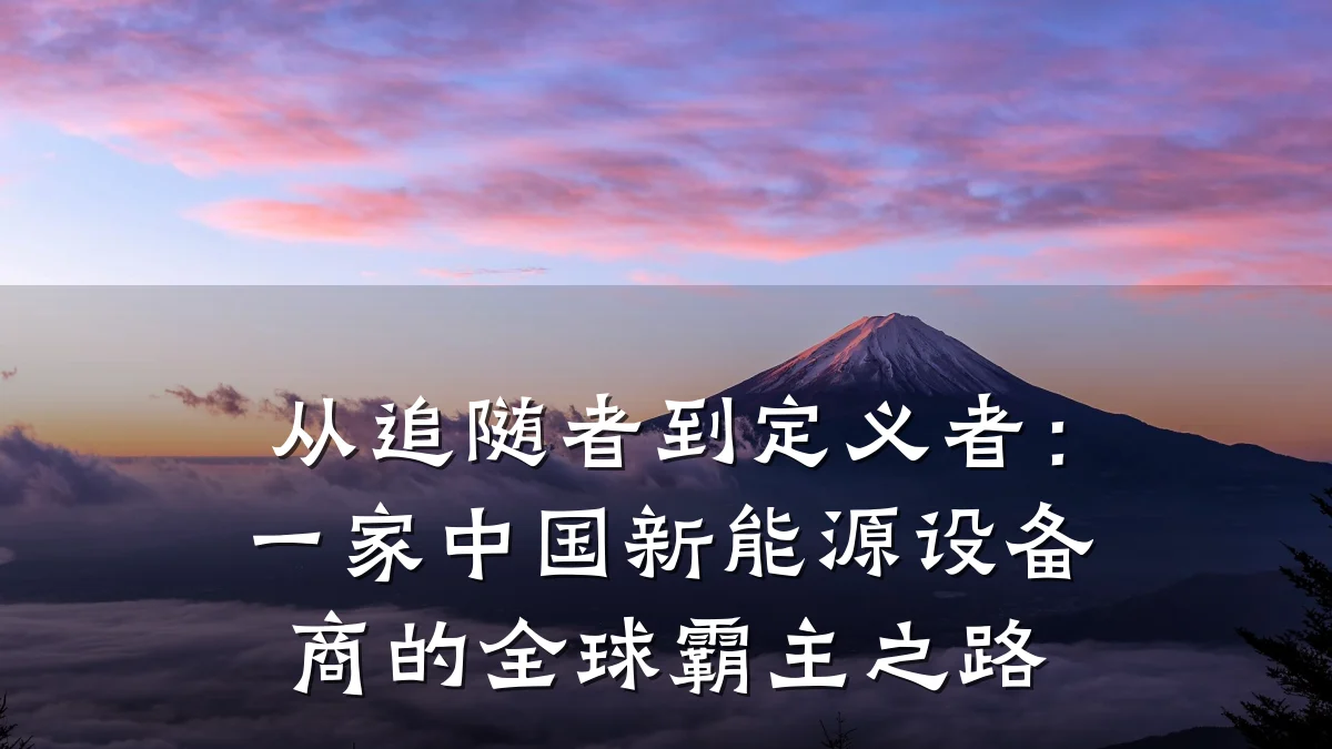 从追随者到定义者:一家中国新能源设备商的全球霸主之路