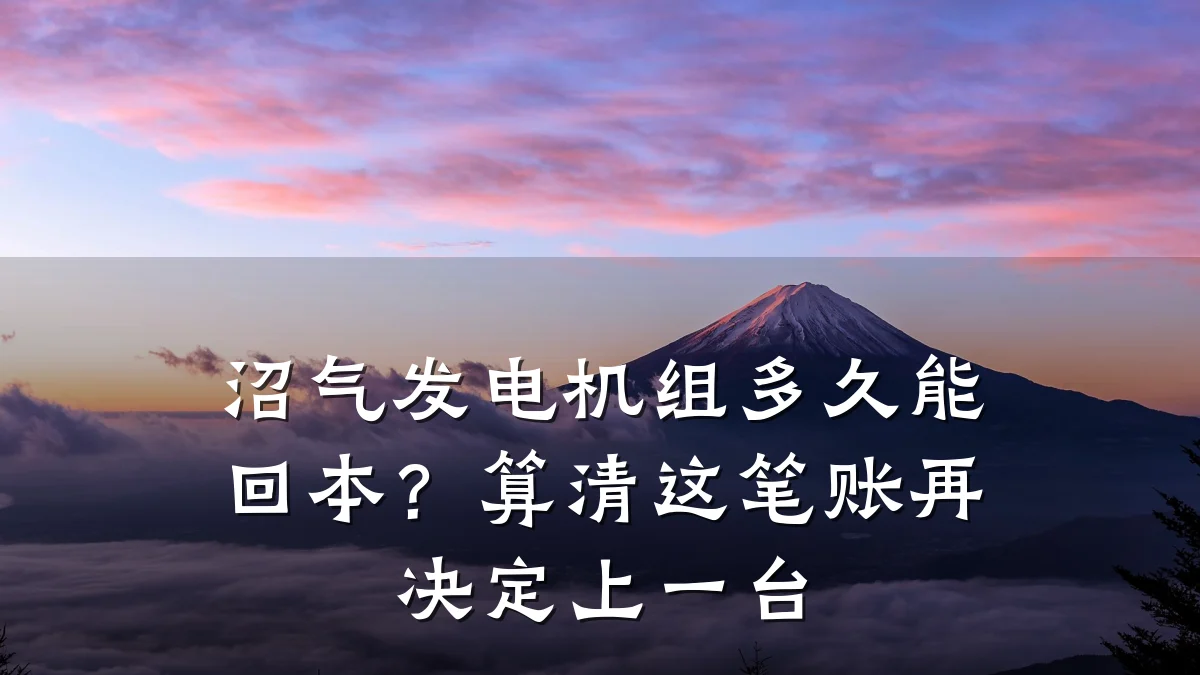 沼气发电机组多久能回本?算清这笔账再决定上一台