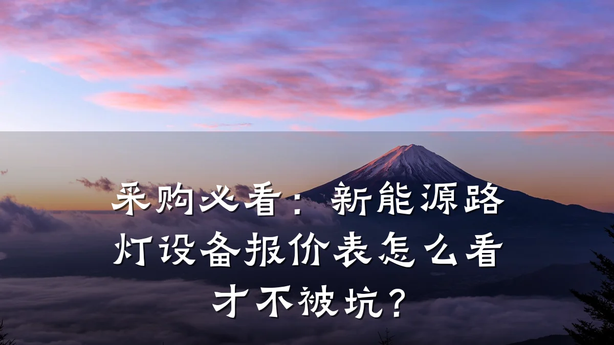 采购必看:新能源路灯设备报价表怎么看才不被坑?