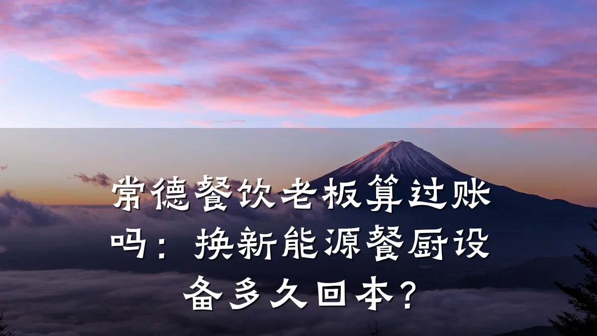 常德餐饮老板算过账吗:换新能源餐厨设备多久回本?