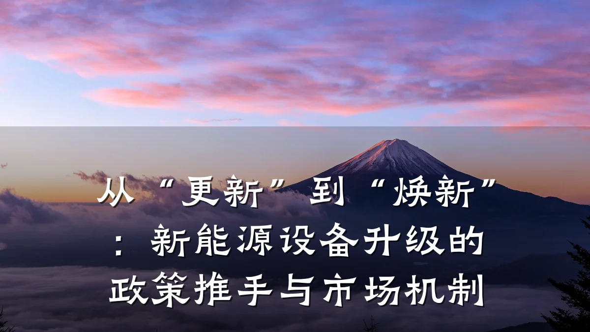 从“更新”到“焕新”:新能源设备升级的政策推手与市场机制