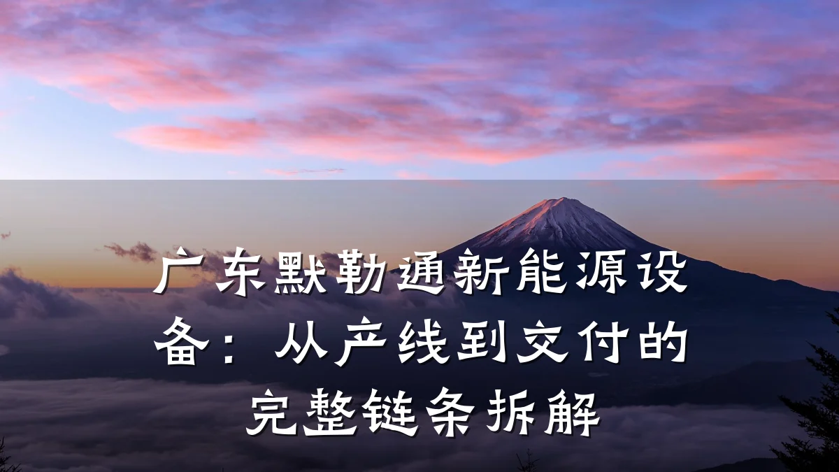 广东默勒通新能源设备:从产线到交付的完整链条拆解