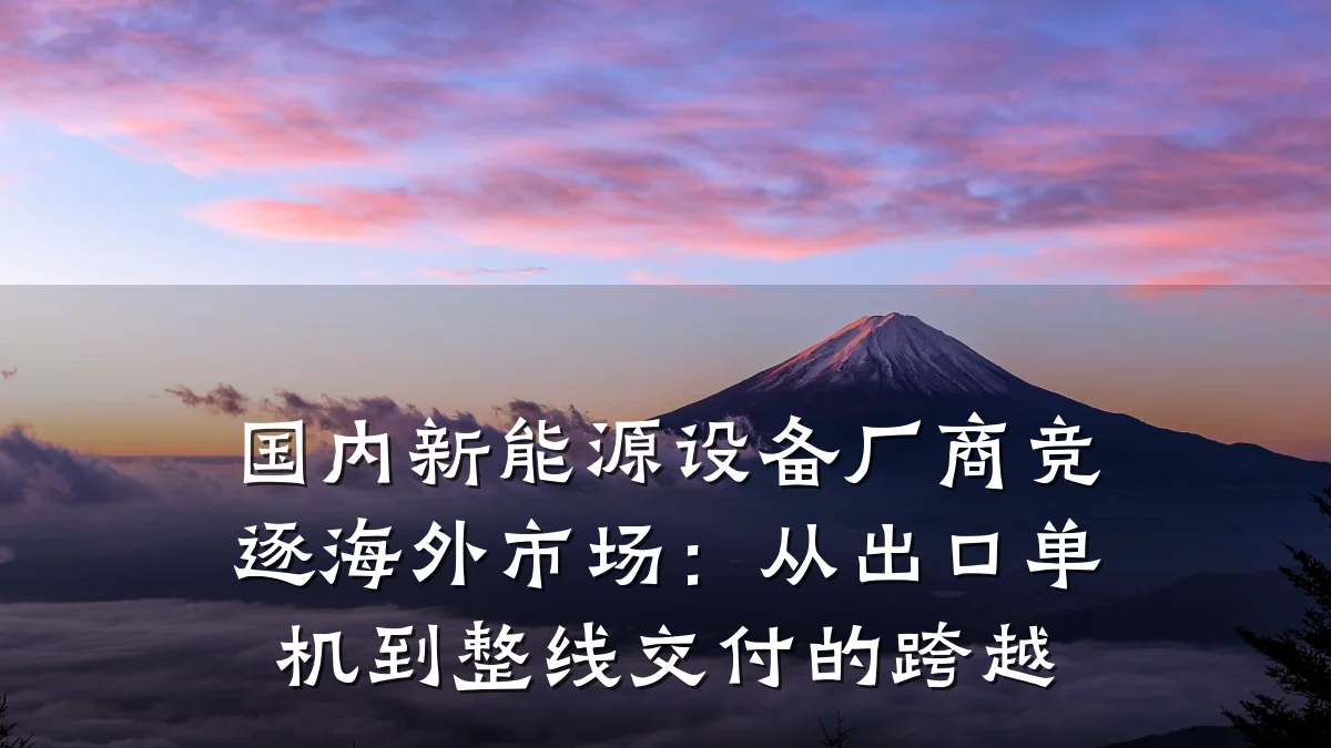 国内新能源设备厂商竞逐海外市场:从出口单机到整线交付的跨越
