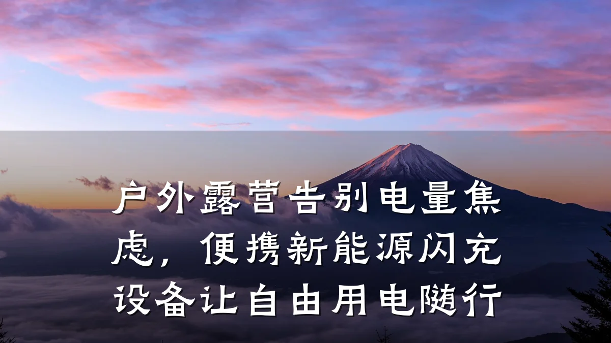 户外露营告别电量焦虑,便携新能源闪充设备让自由用电随行