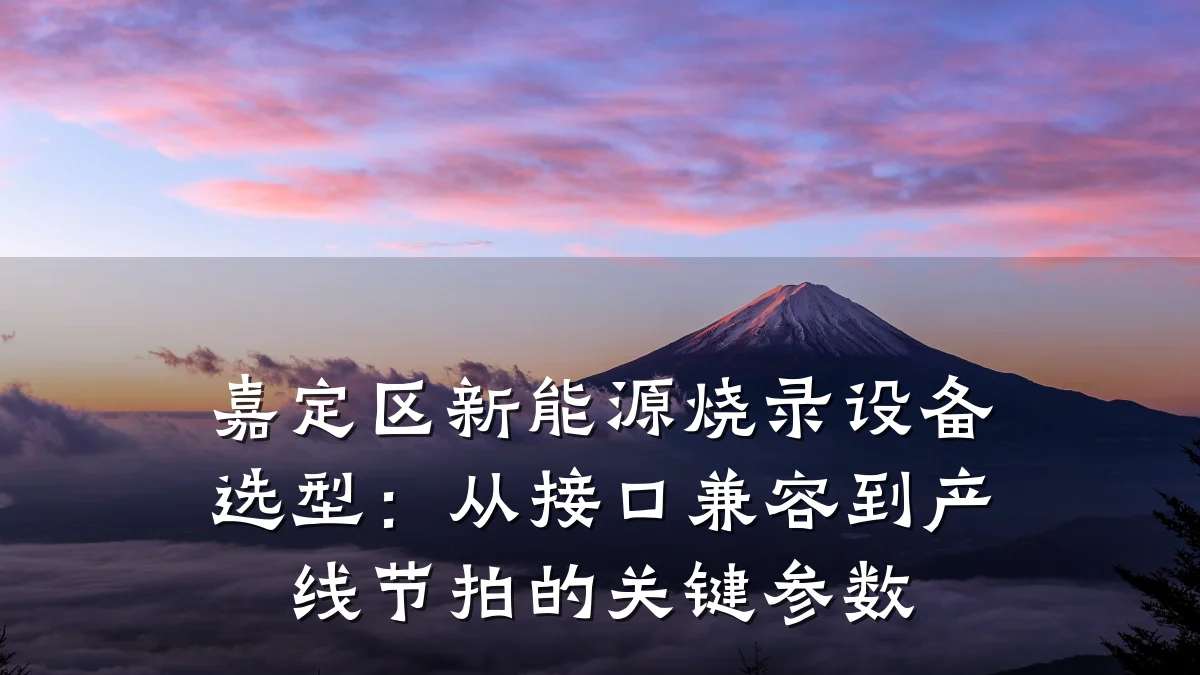 嘉定区新能源烧录设备选型:从接口兼容到产线节拍的关键参数