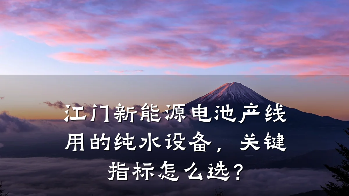 江门新能源电池产线用的纯水设备,关键指标怎么选?