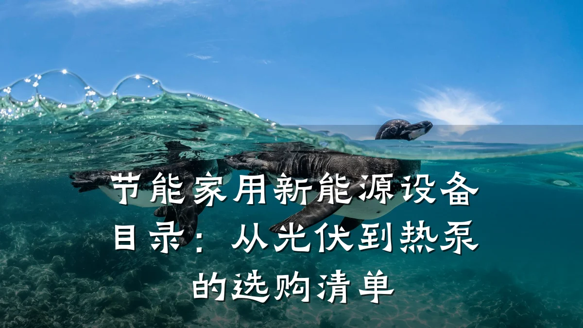 节能家用新能源设备目录：从光伏到热泵的选购清单
