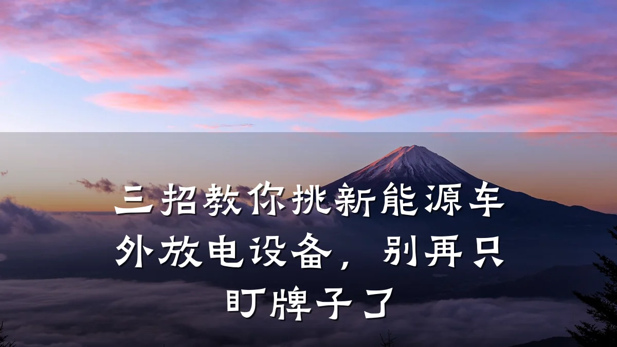 三招教你挑新能源车外放电设备，别再只盯牌子了