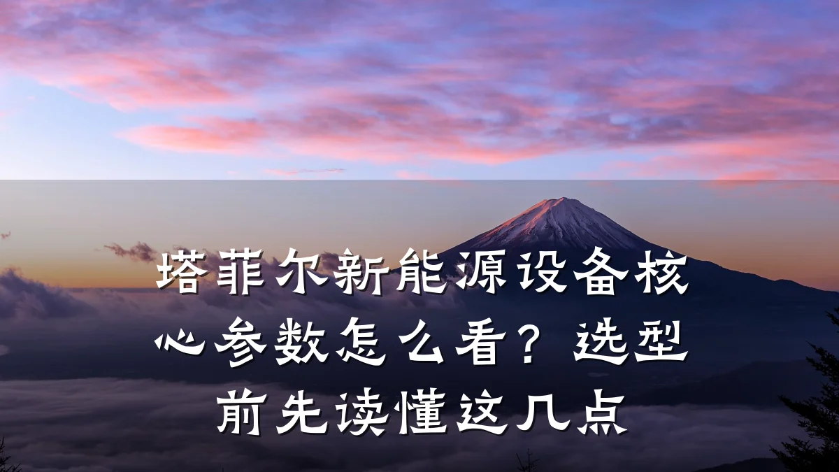 塔菲尔新能源设备核心参数怎么看？选型前先读懂这几点