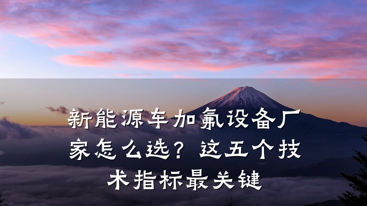 新能源车加氟设备厂家怎么选？这五个技术指标最关键