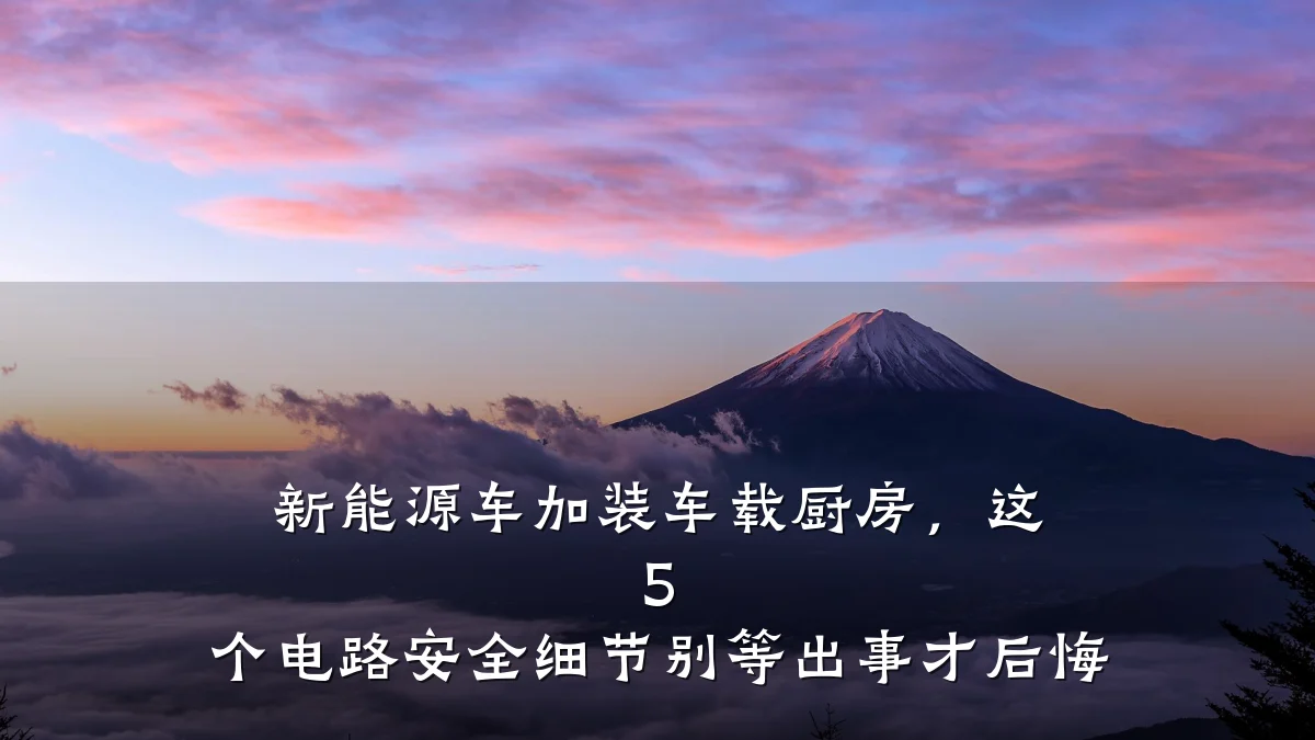 新能源车加装车载厨房,这 5 个电路安全细节别等出事才后悔
