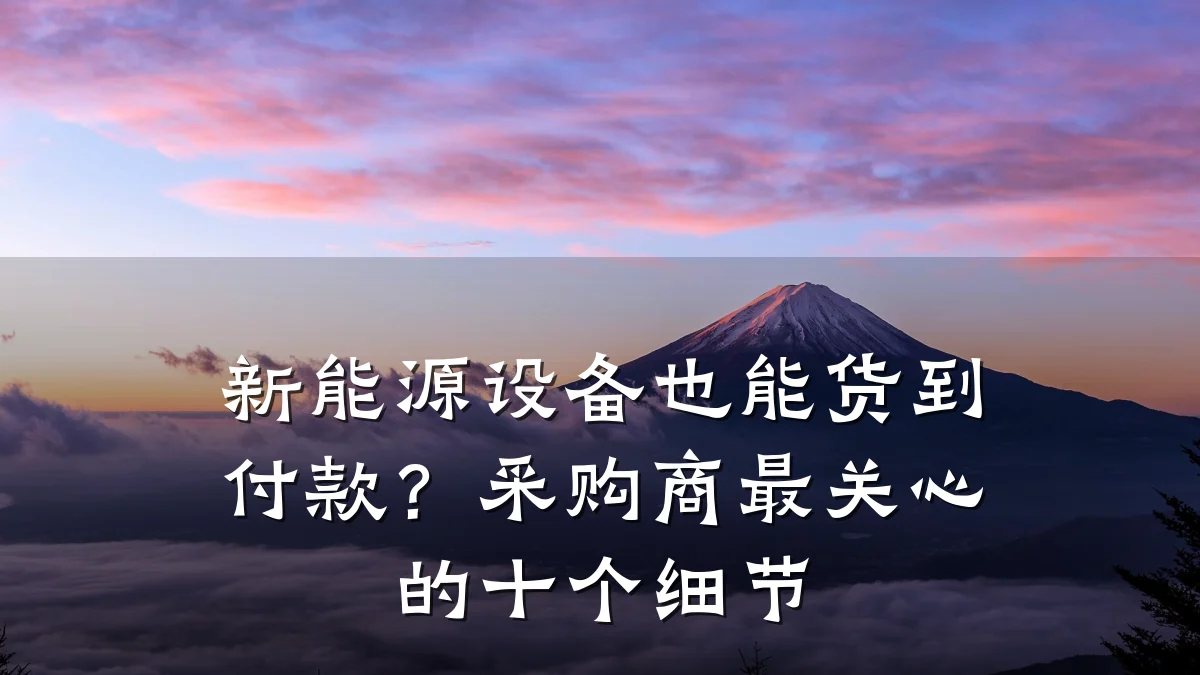新能源设备也能货到付款?采购商最关心的十个细节
