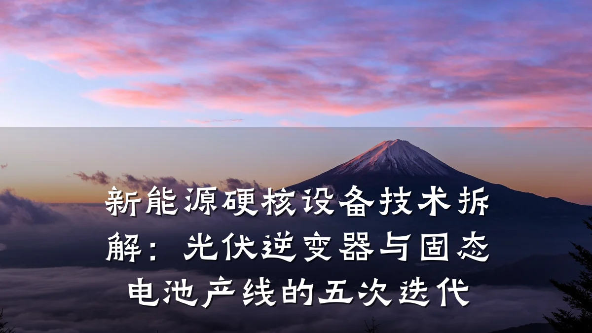 新能源硬核设备技术拆解:光伏逆变器与固态电池产线的五次迭代