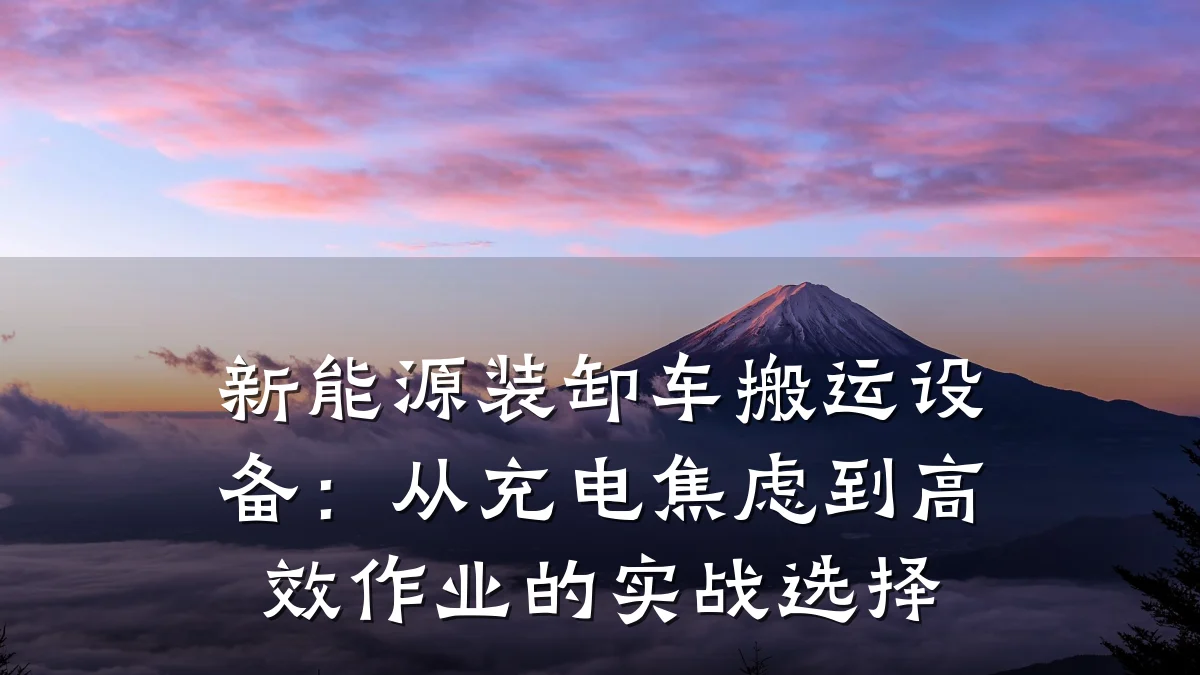 新能源装卸车搬运设备:从充电焦虑到高效作业的实战选择