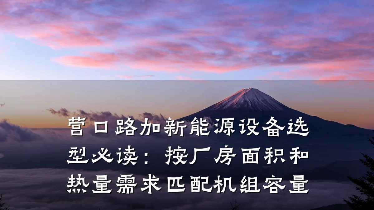 营口路加新能源设备选型必读:按厂房面积和热量需求匹配机组容量